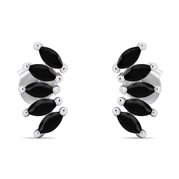 Jellegzetes ezüst fülbevaló fekete cirkónium kövekkel EA596WBC