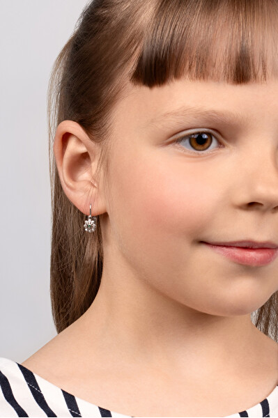 Scintillanti orecchini in argento per bambine a fiore EA190W