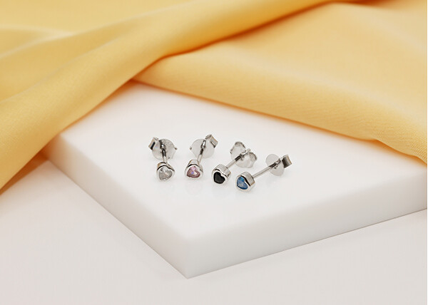 Delicati orecchini in argento con zirconi Cuori EA599W