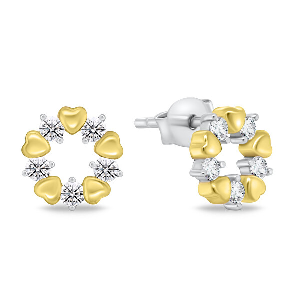 Něžný bicolor set šperků se zirkony SET239WY (náušnice, náhrdelník)