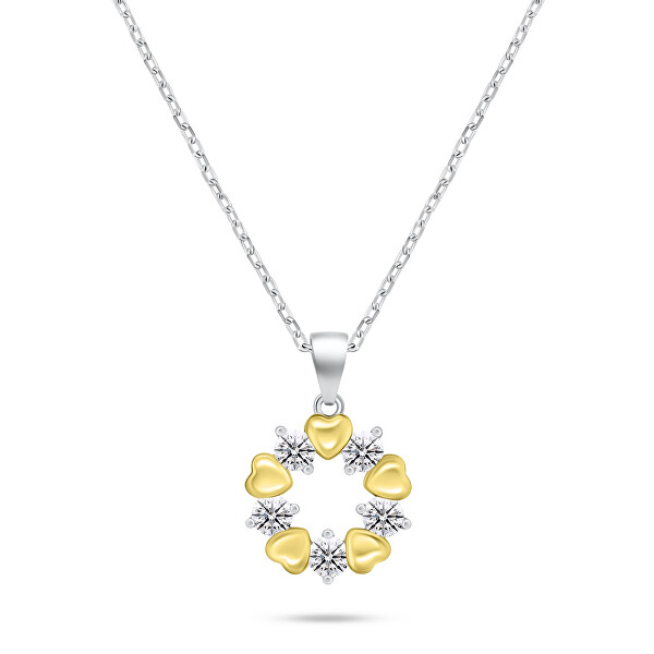 Nežný bicolor set šperkov so zirkónmi SET239WY (náušnice, náhrdelník)