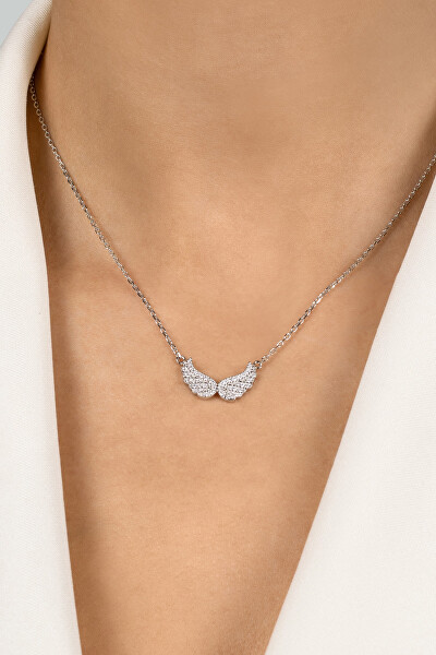 Něžný stříbrný náhrdelník Andělská křídla NCL84W