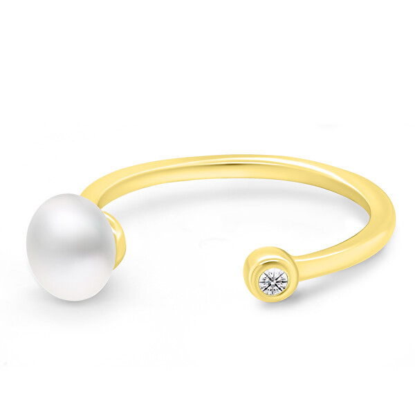 Delicato anello placcato in oro con vera perla RI103Y