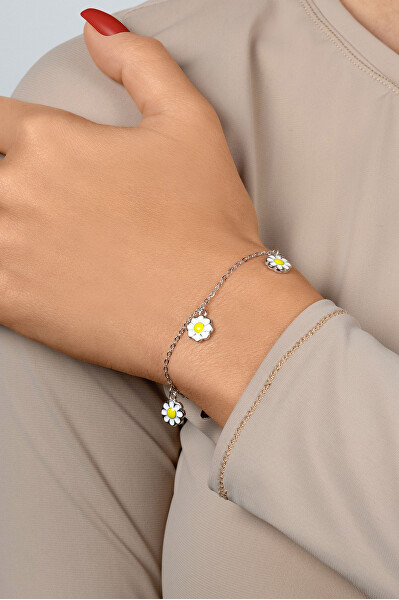 Zartes Silberarmband mit Blumen BRC154W