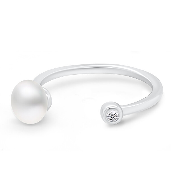 Něžný stříbrný prsten s pravou perlou RI103W