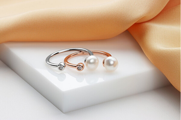 Inel delicat din argint cu perla autentică RI103W