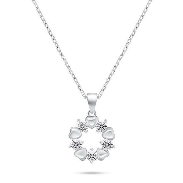 Něžný stříbrný set šperků se zirkony SET239W (náušnice, náhrdelník)