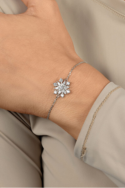 Okouzlující pozlacený náramek se zirkony Vločka BRC254Y