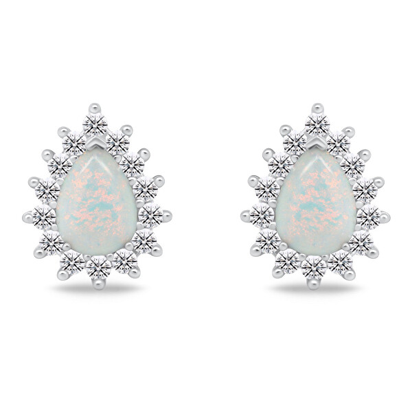 Očarujúce set šperkov s opálmi SET244W (náušnice, prívesok)