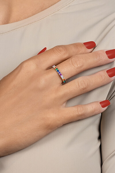 Očarujúce strieborný prsteň s farebnými zirkónmi RI118WRBW