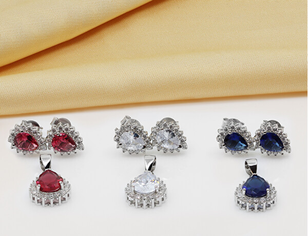 Okouzlující stříbrný set šperků se zirkony SET226W (náušnice, přívěsek)