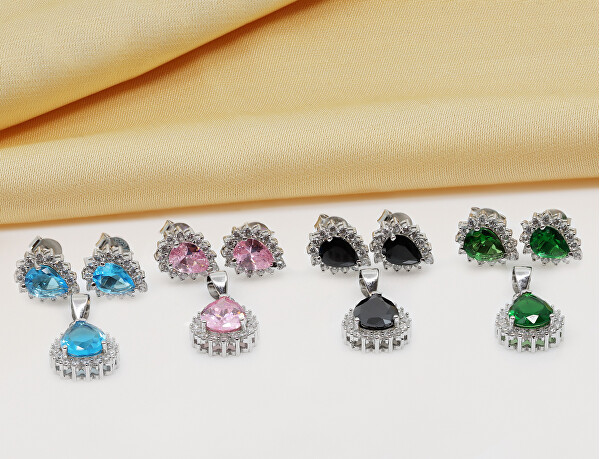 Očarujúce strieborný set šperkov so zirkónmi SET226WBC (náušnice, prívesok)