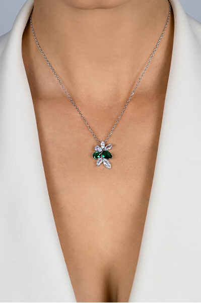 Očarujúce strieborný set šperkov so zirkónmi SET248WG (náušnice, náhrdelník)