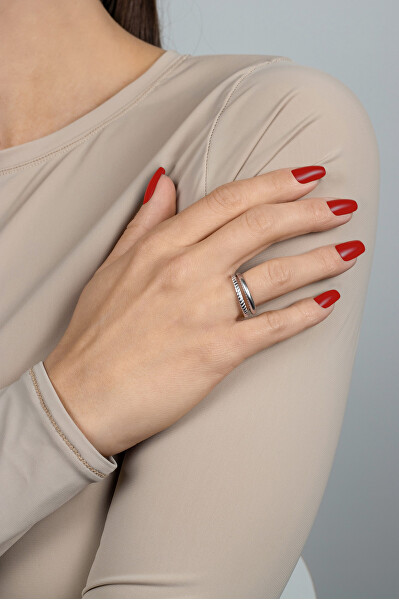 Originální dvojitý stříbrný prsten RI064W