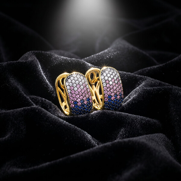 Originální pozlacené náušnice s barevnými zirkony EA1032YPB
