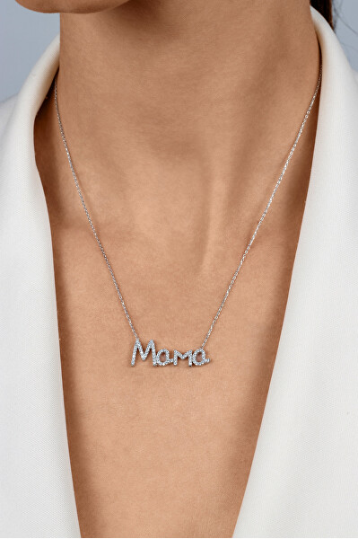 Originálny strieborný náhrdelník Mama NCL115W
