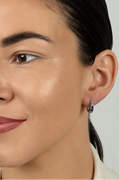 Oslnivé stříbrné kruhy s barevnými zirkony EA1222WB