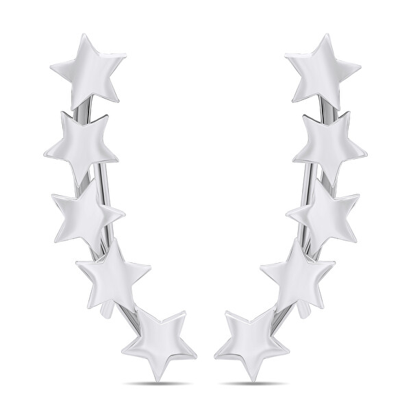 Podélné stříbrné náušnice hvězdy EA220W