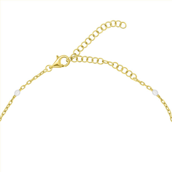 Pozlátený náhrdelník s bielymi guličkami NCL112Y