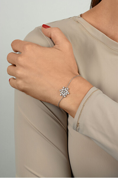 Pozlacený náramek se zirkony Vločka BRC253Y