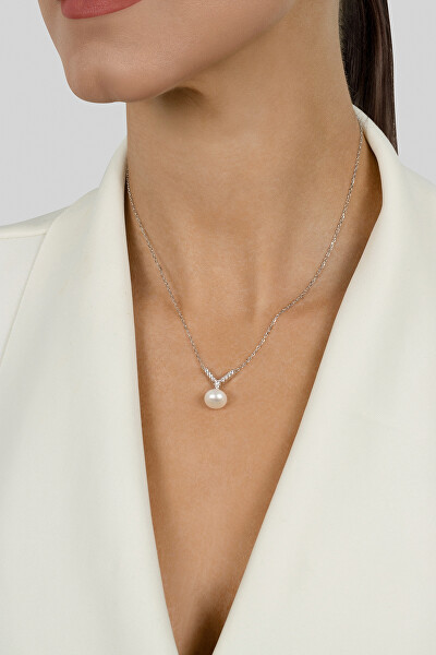 Překrásný pozlacený náhrdelník s pravou perlou NCL81Y