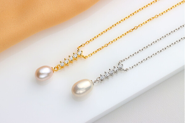 Colier frumos din argint cu perle autentice NCL130W