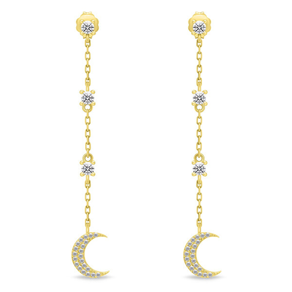 Splendidi orecchini placcati in oro Luna con zirconi EA838Y