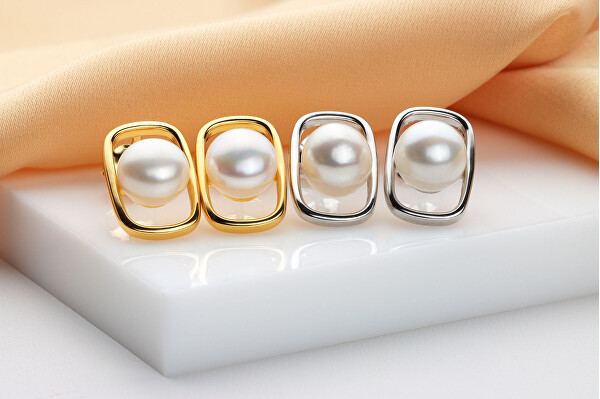 Bezaubernde vergoldete Ohrringe mit Perlen EA905Y