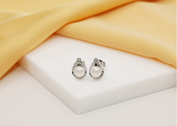 Splendidi orecchini in argento con perle e zirconi EA615W