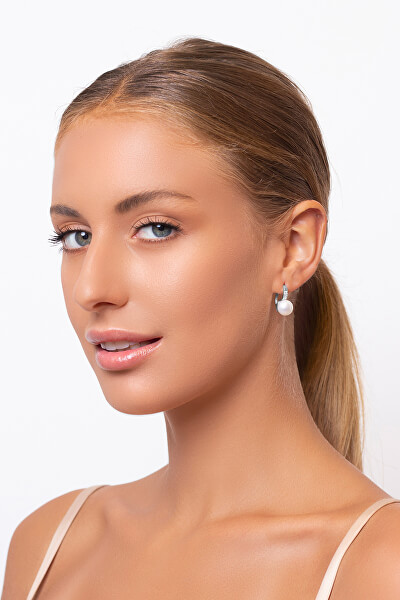 Splendidi orecchini in argento con perla e zirconi EA94