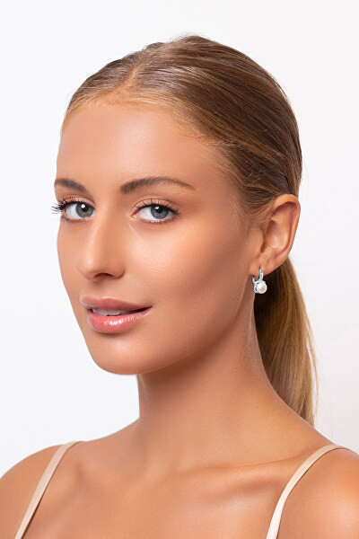 Affascinanti orecchini in argento con perla e zirconi EA96