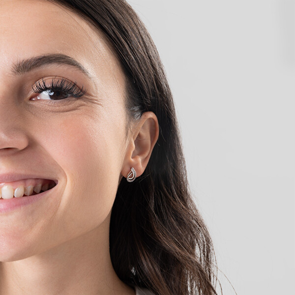 Půvabné stříbrné náušnice se zirkony 436 001 00555 04