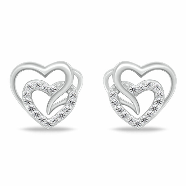 Delicati orecchini in argento Cuori con zirconi EA1119W