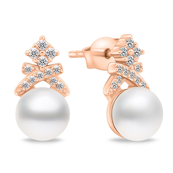 Affascinante parure di gioielli in bronzo con perle SET238R (orecchini, collana)