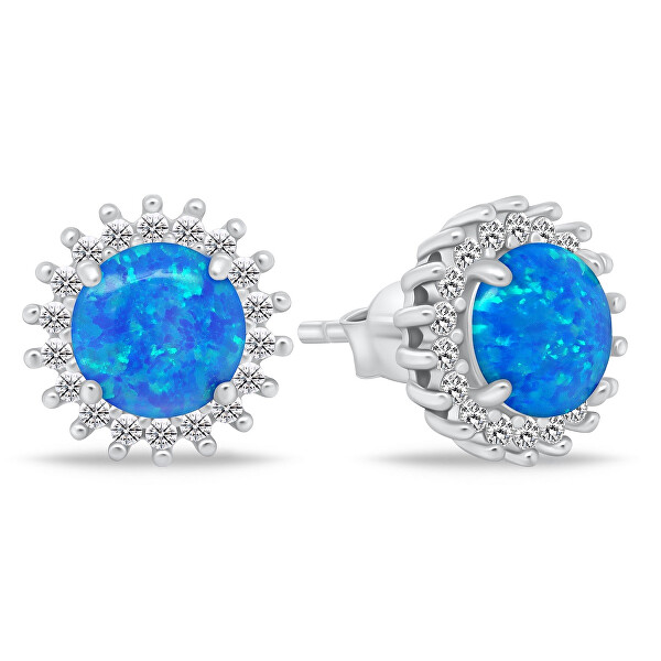 Pôvabný set šperkov s modrými opálmi SET254WB (náušnice, prívesok)