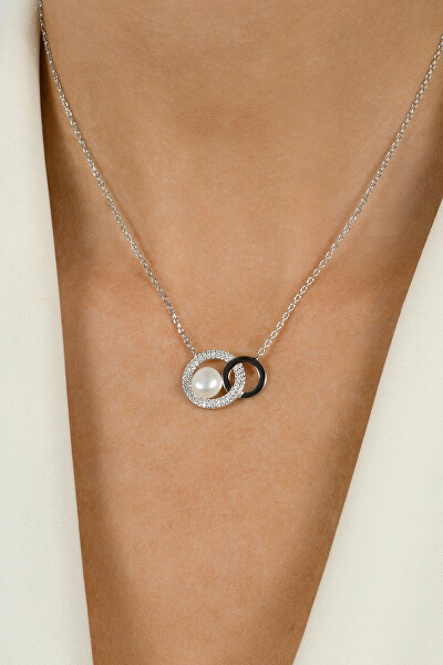 Collana elegante in argento con vera perla NCL65W