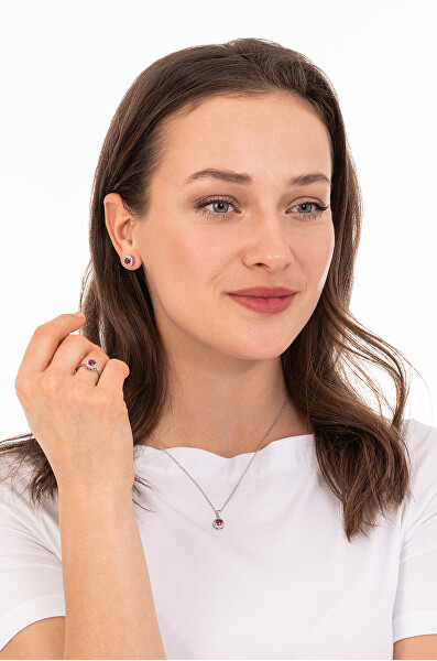 Půvabný stříbrný náhrdelník s rubínem CL-FS-5658R (řetízek, přívěsek)