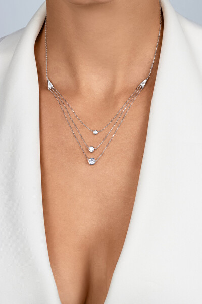 Půvabný stříbrný náhrdelník se zirkony NCL147W