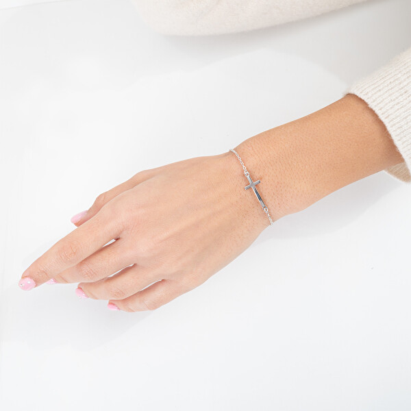 Půvabný stříbrný náramek s křížkem 461 001 01385 04