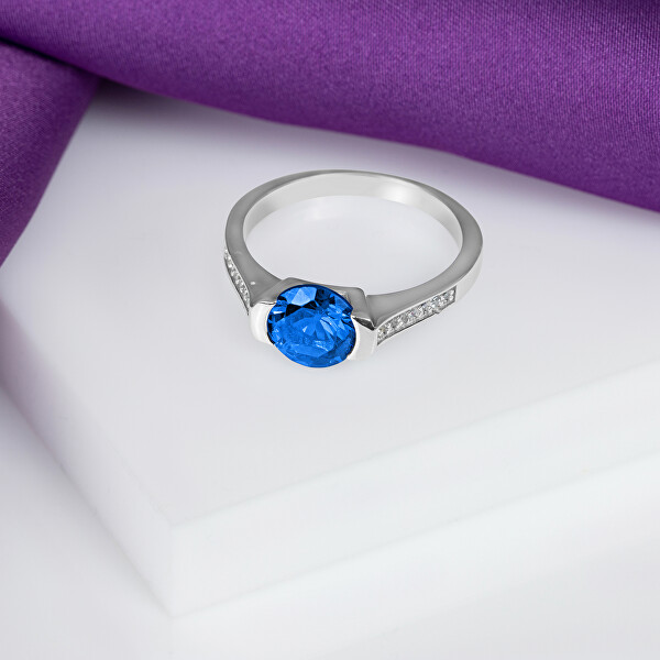 Bájos ezüst gyűrű kék cirkónium kővel RI028W