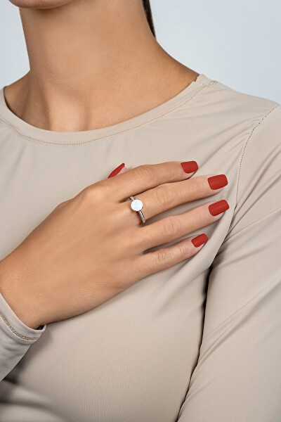 Pôvabný strieborný prsteň s opálom a zirkónmi RI107W