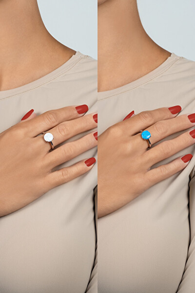 Půvabný stříbrný prsten s opálem RI105W