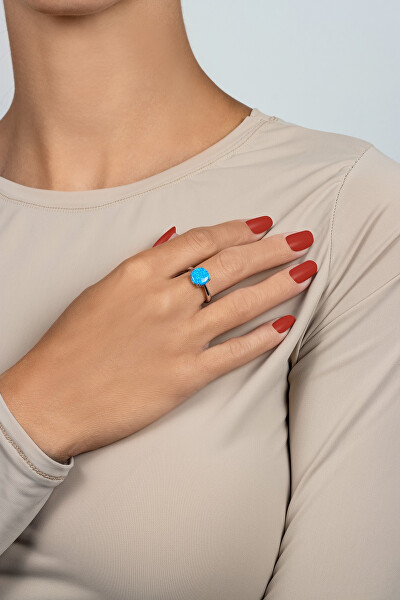 Půvabný stříbrný prsten s opálem RI105WB
