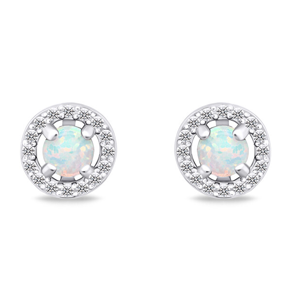 Půvabný stříbrný set šperků s opály SET225W (náušnice, náhrdelník)