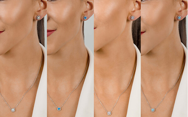Bezauberndes Silber-Opal-Schmuckset SET225WB (Ohrringe, Halskette)