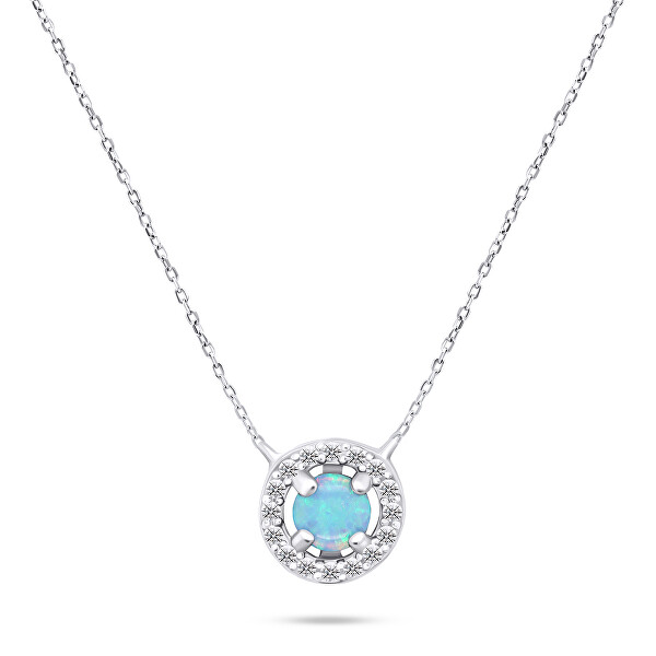 Pôvabný strieborný set šperkov s opálmi SET225WLB (náušnice, náhrdelník)