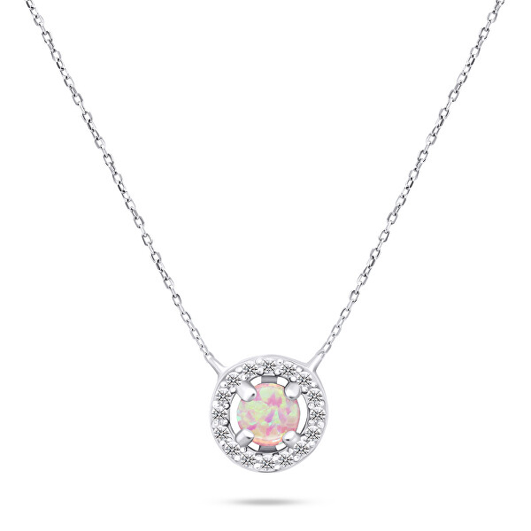 Pôvabný strieborný set šperkov s opálmi SET225WP (náušnice, náhrdelník)