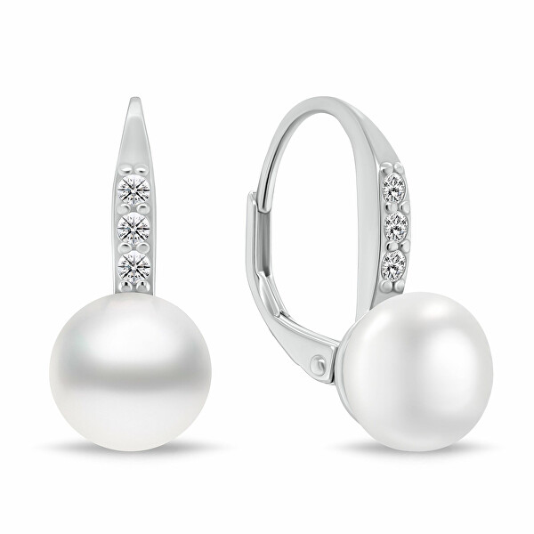 Půvabný stříbrný set šperků s perlami SET291W (náušnice, přívěsek)