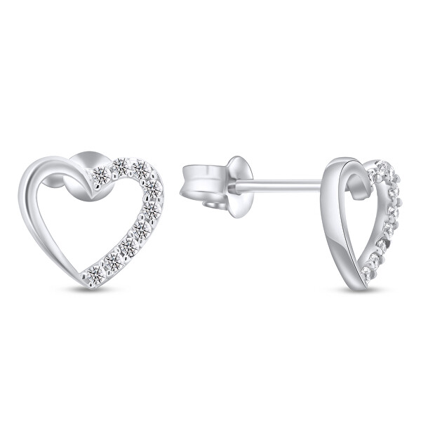 Romantici orecchini in argento cuori scintillanti EA356W