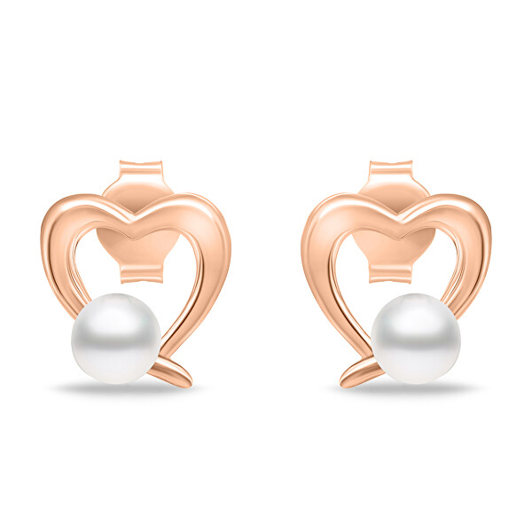 Romantický bronzový set šperků s perlami SET234R (náušnice, náhrdelník)